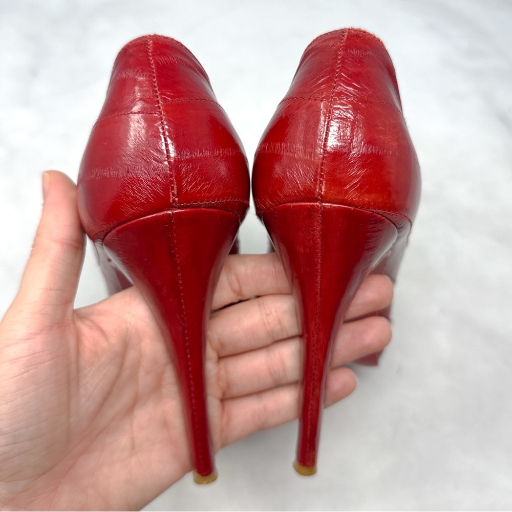 Christian Louboutin Very Prive 120 Eel Skin Leather Platform Stiletto Heel Pumps - Picture 10 of 16